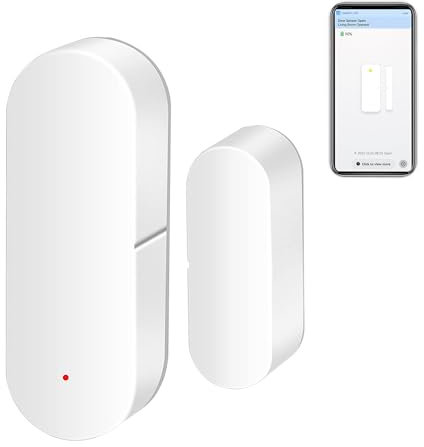 Sensore WiFi per porte e finestre: sensore di contatto intelligente per la sicurezza domestica, rilevatori wireless di porte aperte/chiuse con avviso di notifica app, compatibile con Alexa Google