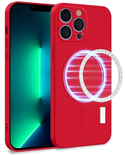 MyGadget Funda [ Compatible con MagSafe ] para Apple iPhone 13 Pro en Silicona TPU - Carcasa de Doble Capa - Case Resistente Antigolpes y Anti choques - Ultra Protectora Rojo