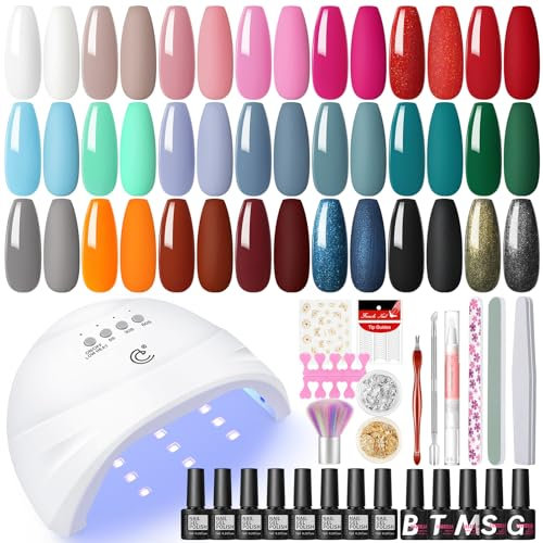 COSCELIA Kit 20 Colori Smalti Semipermanenti e Lampada LED+U V per Unghie Kit Unghie Gel Completo 5pz Base Top Coat Smalto in Gel con gli Strumenti Decorazioni per Unghie Principianti