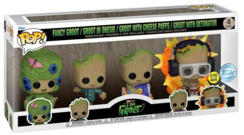 Funko Pop! Marvel I Am Groot 4-Pack Collectible Figures, Glow in the Dark, Special Edition