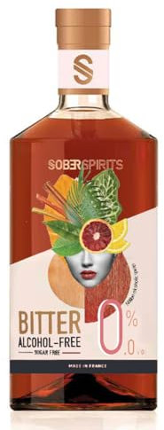 SOBER SPIRITS – Non-Alcoholic 0.0% Bitter Aperitif Spritz – The first non-alcoholic spirit produced like the authentic Italian Aperitivo – 0% Sugar – No Artificial Flavours – Vegan Friendly – 50cl