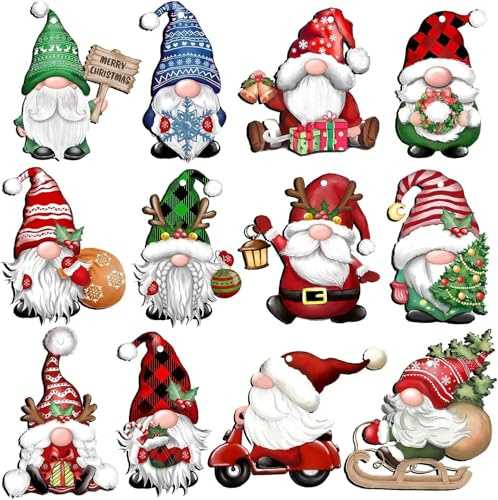 12pc Christmas Decorations Christmas Wooden Hanging Ornaments Christmas Tree Decorations,Wood Hanging Decor For Xmas Tree Decorations Elf Party Supplies (12PCS(Two-Sided))