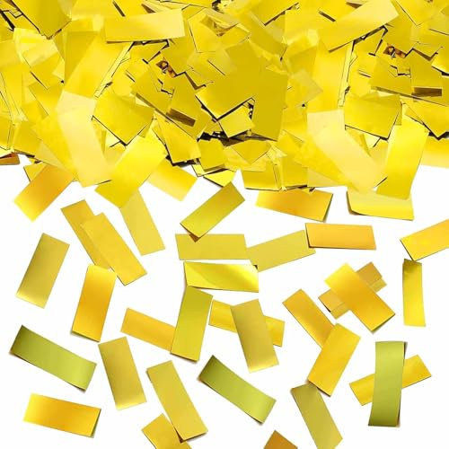 ParPix 100g Gold Konfetti Geburtstag Deko, 5cm Groß Konfetti Glitzer, Rechteckiges Metallische Folie Konfetti Tischdeko, Streudeko Gold für Hochzeit Geburtstag Babyparty, Ballondekoration Confetti