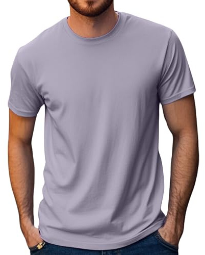 Einfarbiges T-Shirt aus 100 % weicher Bio-Baumwolle, kurzärmelig, Lavendel, Premium-T-Shirt, Rundhalsausschnitt, lässiges T-Shirt