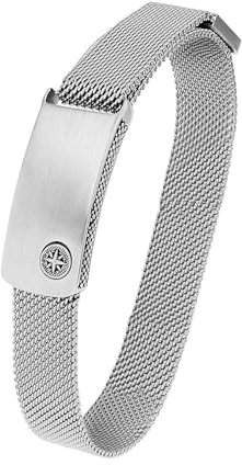 s.Oliver Armband Edelstahl Herren Armschmuck, 23,5 cm, Silber, Kompass, Kommt in Schmuck Geschenk Box, 2038874