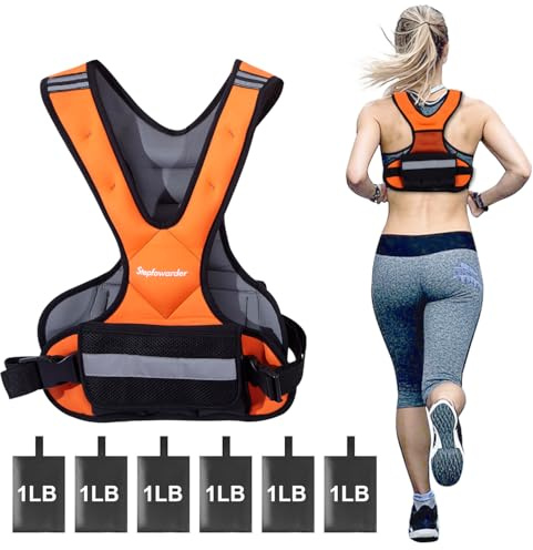 Stepfowarder Weighted Vest for Women Men Kids, X-Style Strength Weight Vest Adjustable 2 to 5kg with Reflective Stripes, Suitable for Running, Body Workout, Jogging, Walking (2-5Kg - Oange/Grey)