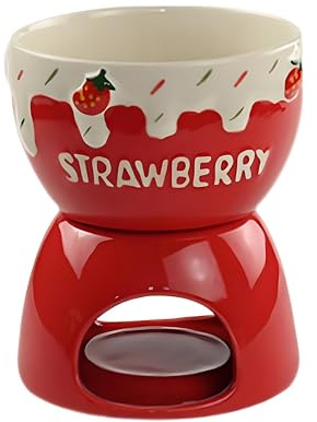 enxingo Chocolate Fondue Mug Set, Fondue Set für Schokolade Und Käse, Schokoladen-Fondue-Becher-Set für Butter, Käse, Schokolade (Rot)