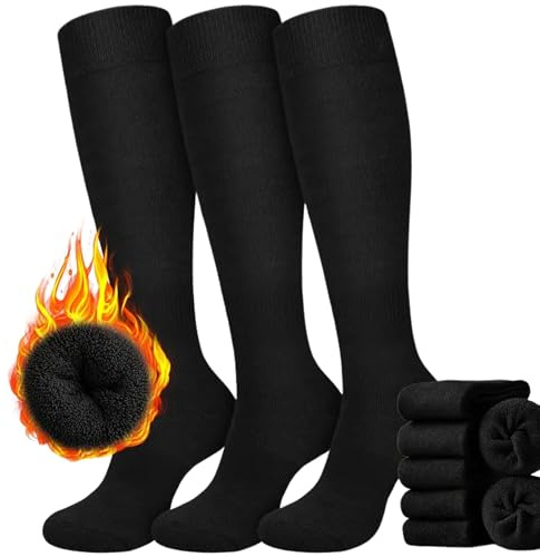 Generisch Kniestrümpfe Thermostrümpfe Thermo Damen Herren (4x Paar) Thermosocken Wintersocken Wollsocken Winter Ski Vollfrottee Innenfrottee