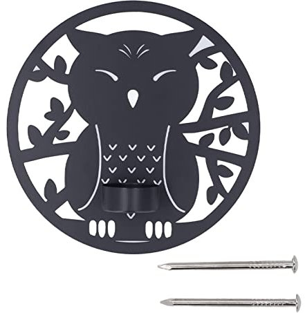 Hängender Kerzenhalter aus Eisen im Retro-Stil, innovativer Wand-Kerzenhalter für Wohnzimmer, Kamin und Hochzeiten, Heim-Wanddekorationen, Schwarz, Barock (Laser Plate A)