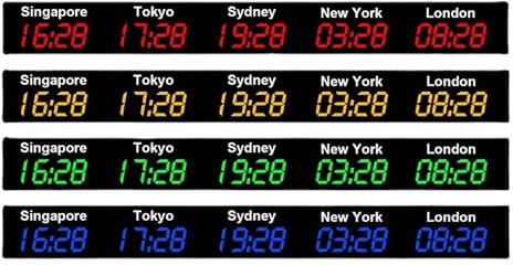 MLKHESY Reloj Mundial de 5 Ciudades, Reloj Mundial LED Digital Grande, Control Remoto inalámbrico, sincronización precisa, para hoteles, Empresas multinacionales, aeropuertos y oficinas