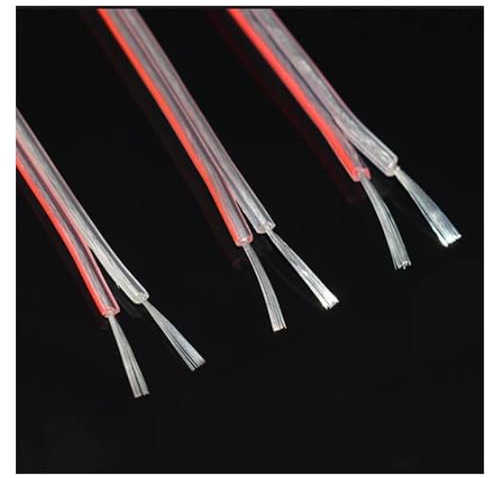 BADIKA UL (PVC) Draht und Kabel Transparentes Paralleldraht-Audiokabel, ultrafeiner Lautsprecherdraht, 20 22 AWG 24 AWG 0,2/0,3/0,5 quadratisches doppeltes paralleles weiches Kabel(20awg 0.5mm2)