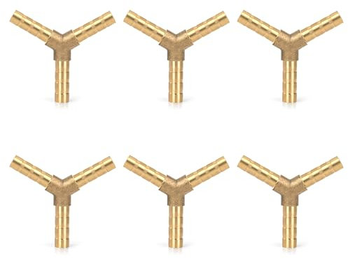 Conector de Púas de Latón, Accesorios Manguera Rectos, 6 Piezas 6 mm (0,24 in), Boquilla Racores de Tuberías 2 Vías y Y Forma para Gas, Agua, Combustible, Gasóleo