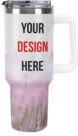 Personalised 40oz Stainless Steel Vacuum Insulated Cup Custom Photo Text Travel Flask Personalized Car Coffee Mug Tumbler with Straw and Lid White Handle Gifts for Boyfriend Girlfriend Husband Wife