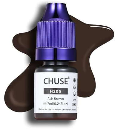CHUSE Pigmentos líquidos híbridos para cejas PMU, 0,24 oz/7 ml (H205 Marrón ceniza)