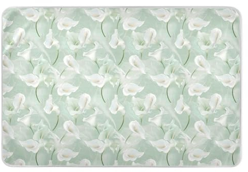 Calla Tapis à langer doux et absorbant Motif fleurs de lys Vert menthe 132,1 x 86,4 cm