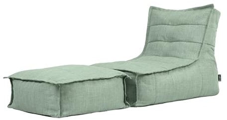 Icon Dolce Outdoor Sitzsack-Liege mit Hocker für Erwachsene, Salbeigrün, Sitzsack mit Füllung, Wasserabweisender Stoff, Bequemer Sessel für Wohnzimmer, Lounge, Schlafzimmer, Garten, Terrasse