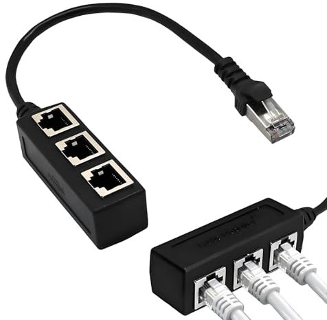 1 Stück RJ45-Koppler, 1 Stecker auf 3 Buchsen, RJ45-Splitter, RJ45-Ethernet-Kabel-Splitter, RJ45-Ethernet-Kabel-Splitter-Netzwerkadapter, Ethernet-Steckdosenleiste, Ethernet-Verlängerungskabel.