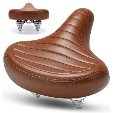 Fahrradsattel, Bequemer Fahrrad Sattel Braun Fahrradsitz für Herren und Damen Ergonomisch Polster Fahrradsitz Wasserdicht und Stoßdämpfend Sitz für Citybikes Mountainbikes Heimtrainer und E-Bikes