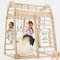 Verbessertes Holz Klettergerüst Indoor – Montessori Indoor-Spielplatz mit Rutsche, Kletterwand, Kletterseil & Kunst hinzufügen – Stabiles Montessori Kletterdreieck für Kinder von 3 bis 8 Jahren