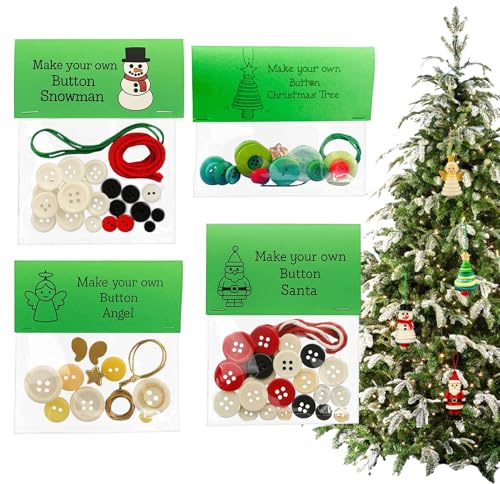 Huayeex Weihnachts Deko Bastelset Für Kinder,DIY Weihnachts-Button-Anhänger Bastelset - Dekorativer Kunstbedarf - Kunstpädagogen Weihnachtsklassenaktivitäten Partyplaner