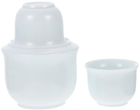 SHINEOFI Ceramic Wine Warm Sky-Blue Household Liquor Warmer with Warm Kettle and Drinking Cups Chinese Minimalist Style for Home Restaurant Tea House