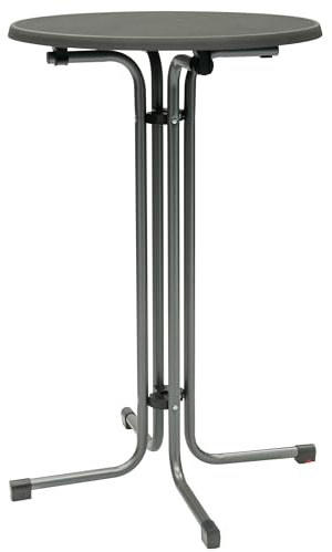 METRO Professional Klappbarer Stehtisch Mistrano, Grau, Sevelit-Melamin Tischplatte, Ø 70x110 cm, Pulverbeschichteter Stahlrahmen