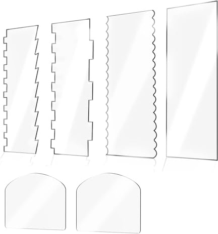 6 Pieces Cake Scraper, Acrylic Scraper Clear Cream Spatula Set, Cake Smoother for Kitchen Buttercream DIY Tool