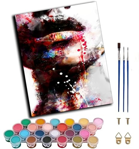 WANGWANGMIAO Peinture par Numéro Adulte,Visage de fille graffiti 40x50cm,Diy Tableau Peindre par Nombre pour peindre,cadeaux peints à la main Home Decor,avec cadre