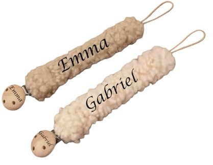 attache tétine personnalisé prénom fille garçon- en coton fluffy, bouclette- cadeau nouveau né personnalisé