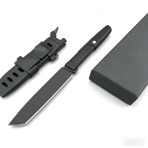huaao Outdoor Messer mit Scheide, Tanto Jagdmesser, 8cr13mov Edelstahl, G10 Griff, 19,2 cm, für Camping, Survival & Bushcraft (Schwarz)