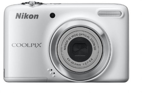 Nikon Coolpix L25 Digitalkamera weiß (10 Megapixel, 5-fach opt. Zoom, 7,5cm (3 Zoll) Display, bildstabilisiert) weiß