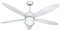 Zephir, Ventilatore da Soffitto, 5 Pale in Legno, Ventilatore con Luce, Diametro 130 cm, Funzionamento con Telecomando, Funzione Reversibilità, Colore Bianco
