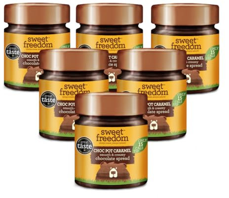 Sweet Freedom Choc Pot Caramel Chocolate Spread - 6 x 250 g | Rich Delicious Sweetness from Fruit | Great for Baking & Dessert | No Preservatives or Allergens | Vegan | Ideal For Catering & Chefs