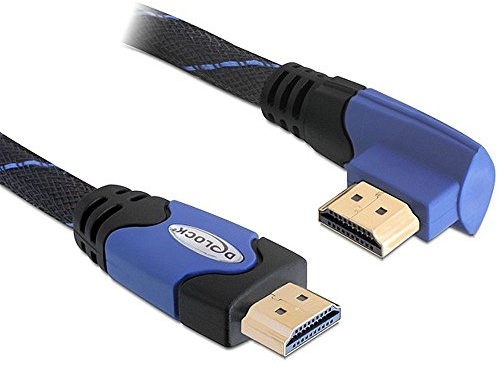 Delock High Speed HDMI-Kabel mit Ethernet (gewinkelt A-A/links Stecker-Stecker, 2m)