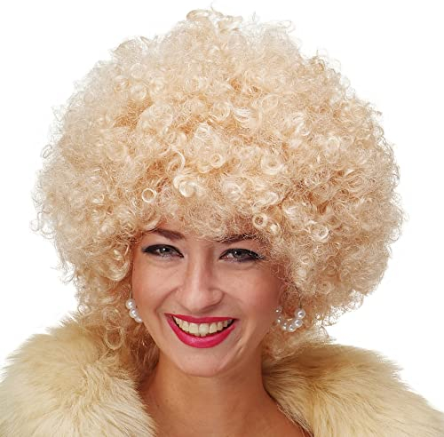 WIG ME UP - PW0011-P02 Perücke Afroperücke Afro 70er Jahre Party Partyperücke Funk Funky Disco Foxy Hellblond