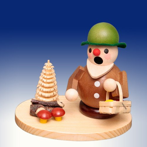 Rudolphs Schatzkiste Räuchermann Pilzsammler mit Korb BxHxt 9,5x9,5x7cm NEU Rauchmann Räucherfigur Räucherkerze Figur Holz Seiffen Erzgebirge Holz Rauchfigur Dekoration Weihnachten