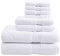 Madison Park Luxuriöse türkische Badetücher, 800 g/m², 100% Baumwolle, sehr saugfähig, lang, übergroß, Leinen-Baumwolle, 8-teilig, enthält 2 Badetücher, 2 Handtücher und 4 Waschtücher, Weiß
