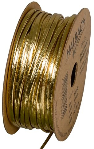 Halbach veganes Kunstlederband, 3 mm x 20 m, gold | Veganes Lederimitat, für Armbänder, DIY-Handwerk, Scrapbooking und Kartenherstellung