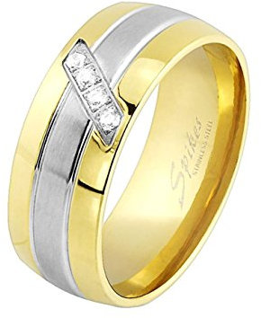 beyoutifulthings funkelnder Vierer ZIRKONIA-Reihe Clear Band-Ring Chirurgenstahl 316L Verlobungs-Ring Partner-Ring Trau-Ring Silber Gold 47(15)