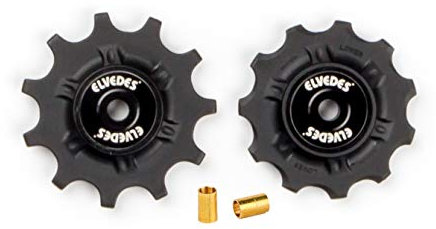 ELVEDES 1 Kit de Galets de derailleur ELVEDES 2 x 11 Dents roulements annulaires INOX INCL. Bushing ABEC 5 Galets de Dérailleur Cycle Noir