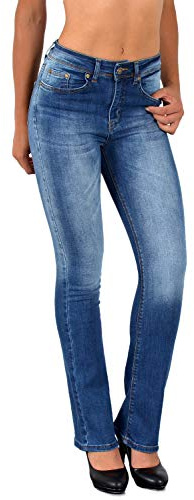 ESRA Bootcut Jeans Damen High Waist Jeans Damen Stretch Schlaghose bis Übergröße B700