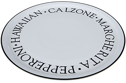 Premier Plato de pizza de porcelana negra Housewares, 30 x 30 x 2, blanco, 1 unidad