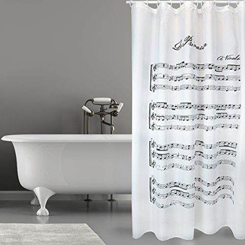 MSV 1 Unidad Cortina DE BAÑO Poliester 10x200cm Premium Vivaldi, Musical, 180 x 200 cm