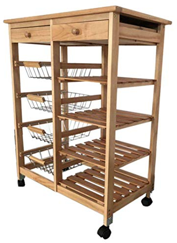 Mueble Gestion Frutero Verdulero Oporto 4 Cajones Color Miel (1 Cubertero Incluido)