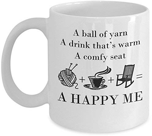 BingFra048 Great Crochet Gift A Ball of Yarn A Happy Me Coffee Mug Tea Cup 11oz Ceramic Knitting Cup