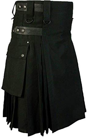 SUCES Herren Kilts Schottischer Gothic Fashion Kendo Kilt Vintage Retro Rock Kleid Mode Cargo Kleider Röcke mit Taschen Männer Taktischer Cargo-Kilt