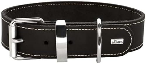 HUNTER AALBORG SPECIAL Hundehalsband, Leder, strapazierfähig, komfortabel, 65 (L), schwarz