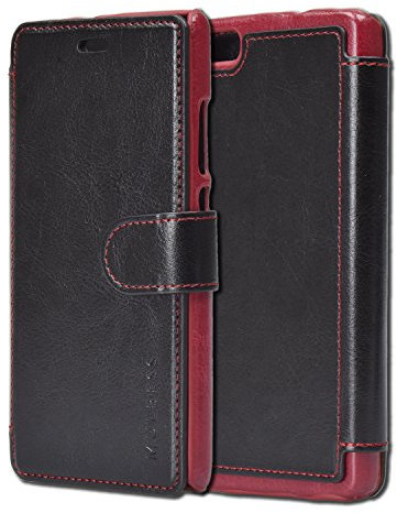 Mulbess Handyhülle für Huawei P8 Lite 2015 Hülle Leder, Huawei P8 Lite 2015 Handytasche, Layered Flip Schutzhülle für Huawei P8 Lite 2015 Case, Schwarz