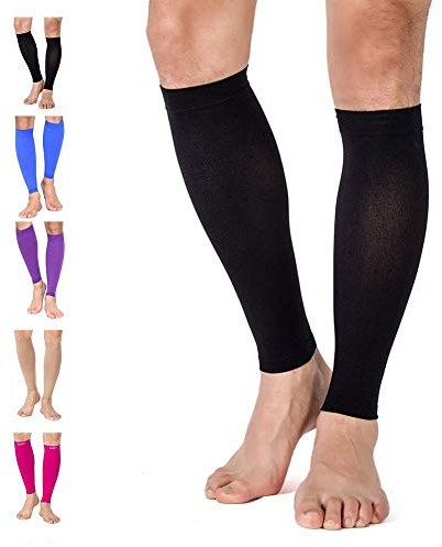 TOFLY® Calf Compression Sleeve for Men & Women, 1 Pair, Footless Compression Socks 20-30mmHg for Leg Support, Shin Splint, Pain Relief, Swelling, Varicose Veins, Maternity, Nursing, Travel, Black 5XL