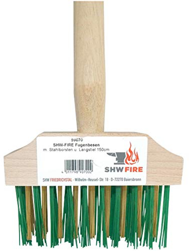 Unkraut-Beseitiger aus hochwertigem Stahl - Fugenbesen mit Stahlborsten, 150cm Stiel von SHW-FIRE